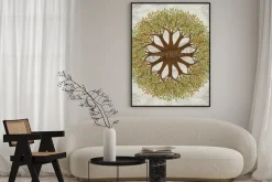 Plakat: Wektor drzewo mandala tło z papieru grunge