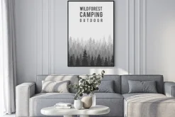 Plakat: Wektor dziki bór tła. kemping na zewnątrz wzór szablonu