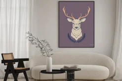 Plakat: Wektor kolorowych ilustracji wyciągnąć rękę i lauru jeleni