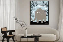 Plakat: Wektor tła z liści i słonia