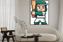 Plakat: Wektorowa ilustracja kreskówka gracz baseballa - piksla projekt