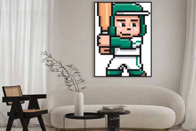 Plakat: Wektorowa ilustracja kreskówka gracz baseballa - piksla projekt