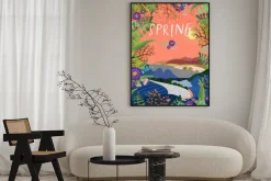 Plakat: Wektorowa śliczna ilustracja wiosna czas, piękny krajobraz z