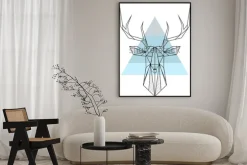 Plakat: Wektorowego modnisia abstrakcjonistyczny geometryczny tło z rogaczem