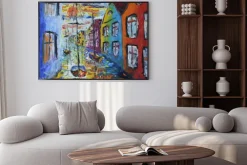 Plakat: Wenecja łodzi pływających na ulicach, obraz olejny