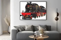 Plakat: Weteran ciężki parowa fracht kolejowy lokomotywa izolowana na