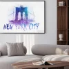 Plakat: Widok na brooklyn bridge z przodu z tekstem nyc