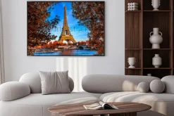 Plakat: Widok na wieżę eiffla jesienią