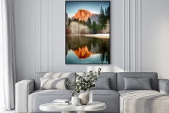 Plakat: Widok pół kopuły odzwierciedlenie w rzeki merced w yosemite