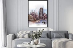 Plakat: Widok włochy akwarelą europejskiego kraju związkowego samodzielnie