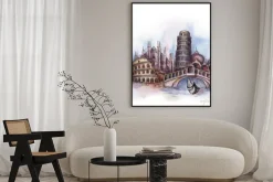 Plakat: Widok włochy akwarelą europejskiego kraju związkowego samodzielnie