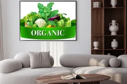 Plakat: Świeże warzywa z szyldem