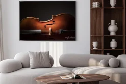 Plakat: Wiolonczela na czarnym tle