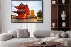 Plakat: Świątynie w tokio po zachodzie słońca