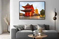 Plakat: Świątynie w tokio po zachodzie słońca