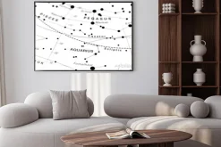 Plakat: Wodnik gwiezdna mapa zodiaku. znak zodiaku wodnik na mapie gwiazdkowy