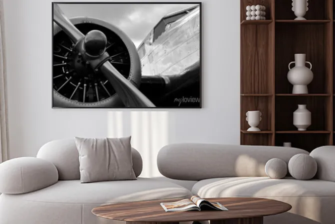 Plakat: Wojskowy samolot z bliska