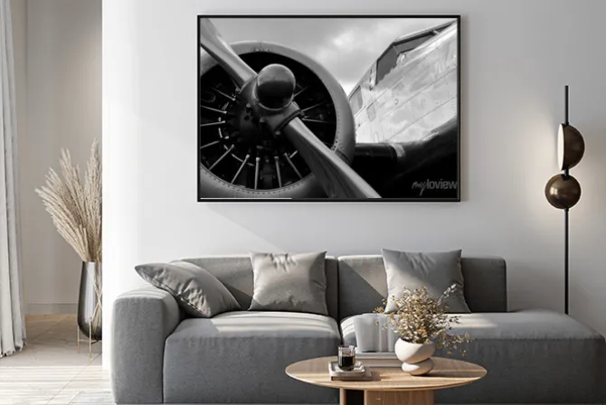 Plakat: Wojskowy samolot z bliska