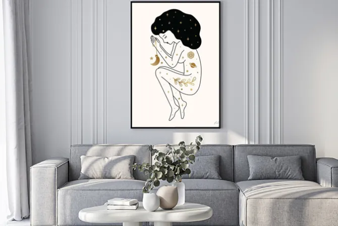 Plakat: Woman praying illustration design in vector.