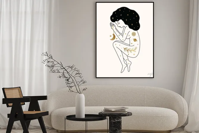 Plakat: Woman praying illustration design in vector.