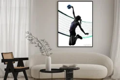 Plakat: Woman volleyball players isolated silhouette