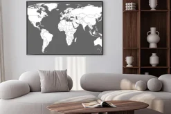 Plakat: World map vector. white similar world map blank vector on gray