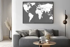 Plakat: World map vector. white similar world map blank vector on gray
