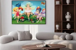 Plakat: Wróżki latające w ogrodzie z motyli