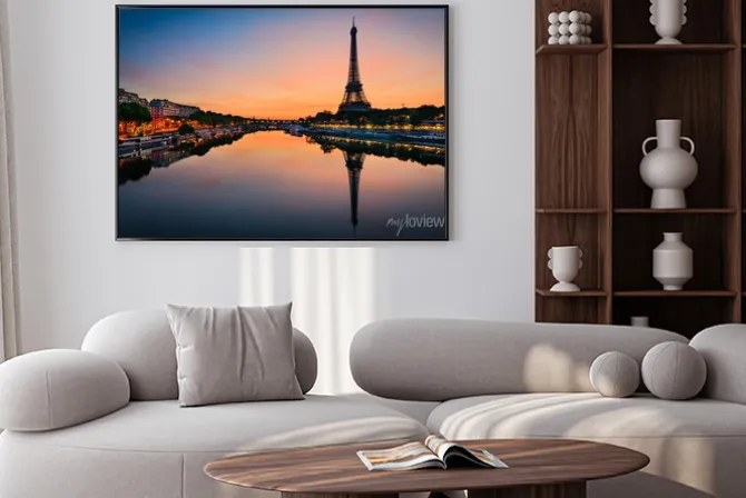 Plakat: Wschód słońca na wieży eiffla, paryż