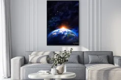 Plakat: Wschód słońca nad ziemi w przestrzeni kosmicznej