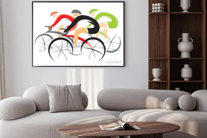 Plakat: Wyścig rowerów