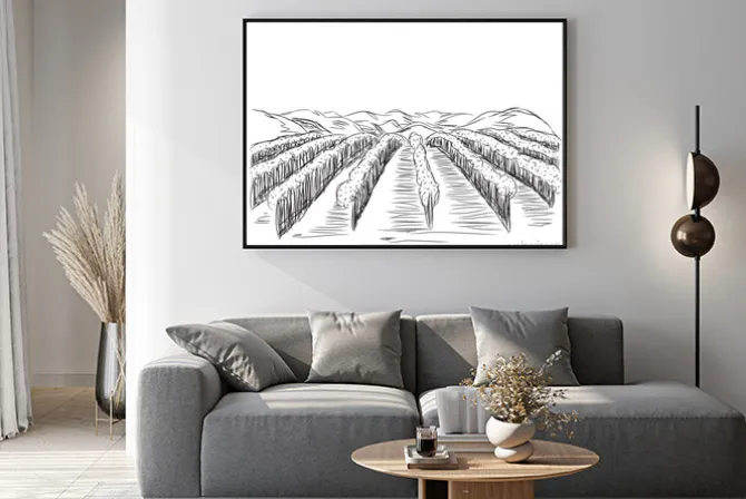 Plakat: Wyciągnąć rękę krajobraz z pól.