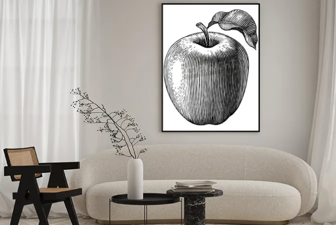 Plakat: Wygrawerowane ilustracją vector jabłoni