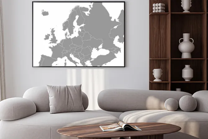 Plakat: Wysokiej jakości mapa europy z granicami regionów