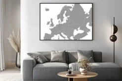 Plakat: Wysokiej jakości mapa europy z granicami regionów
