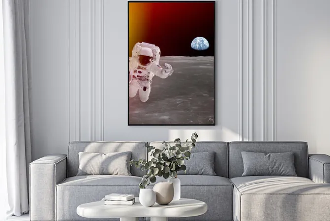 Plakat: Wysokiej jakości odizolowane astronauta kompozytowe w przestrzeni;