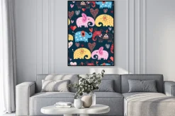 Plakat: Wzór słoni w chmurach