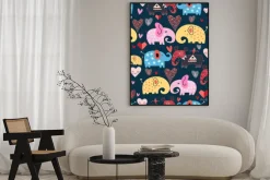 Plakat: Wzór słoni w chmurach