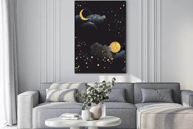 Plakat: Wzór z księżycami