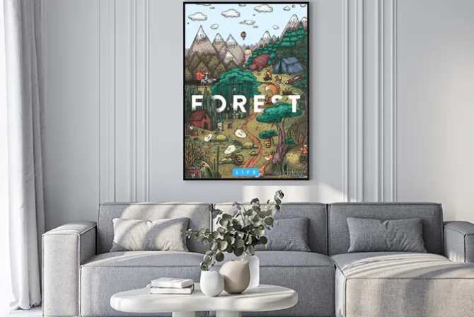 Plakat: Życie ukryte w lesie bajki