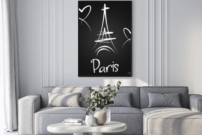 Plakat: Z paryża z wyrazami miłości