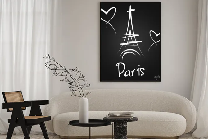 Plakat: Z paryża z wyrazami miłości