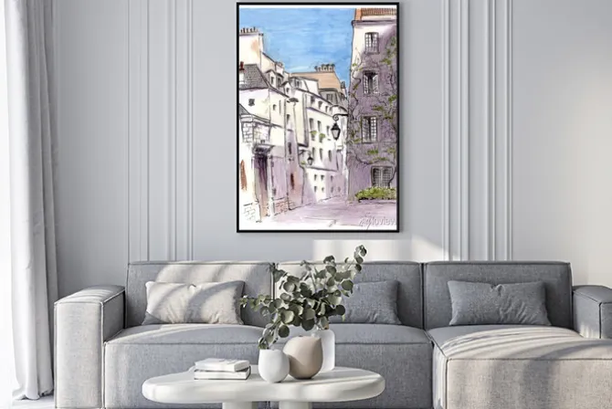 Plakat: Zabytkowe kamienice na malunku