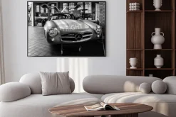 Plakat: Zabytkowy samochód na zdjęciu w czerni i bieli