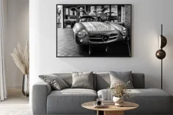 Plakat: Zabytkowy samochód na zdjęciu w czerni i bieli