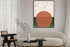 Plakat: Zachód słońca abstrakcyjny krajobraz