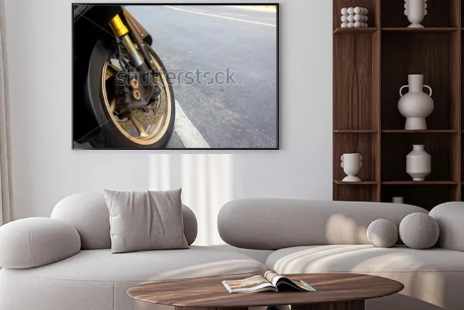 Plakat: Zacisk koła przedniego i hamulec tarczowy abs motocykla dostosowane