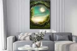 Plakat: Zaczarowana ciemny las w świetle księżyca