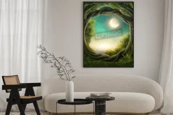 Plakat: Zaczarowana ciemny las w świetle księżyca