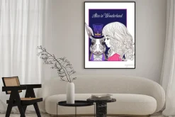 Plakat: Zając lub królik w kapeluszu z bajki alice in wonderla